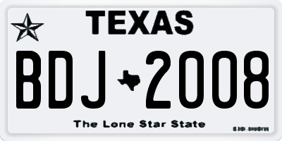 TX license plate BDJ2008