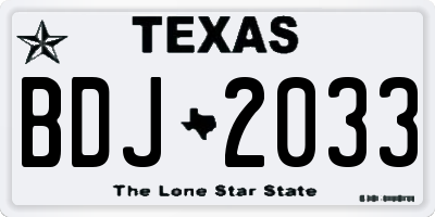 TX license plate BDJ2033