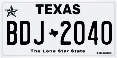 TX license plate BDJ2040