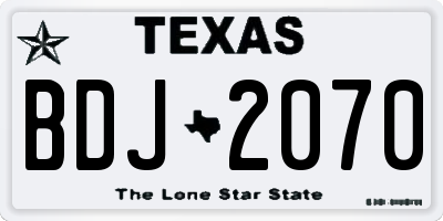 TX license plate BDJ2070