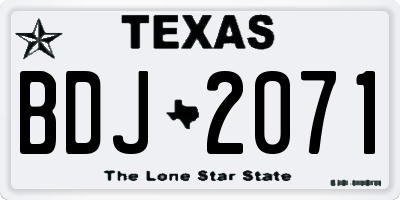 TX license plate BDJ2071