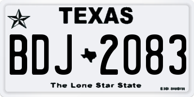 TX license plate BDJ2083