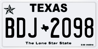 TX license plate BDJ2098
