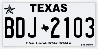 TX license plate BDJ2103