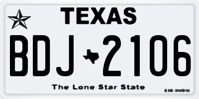 TX license plate BDJ2106