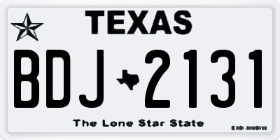 TX license plate BDJ2131