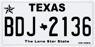 TX license plate BDJ2136