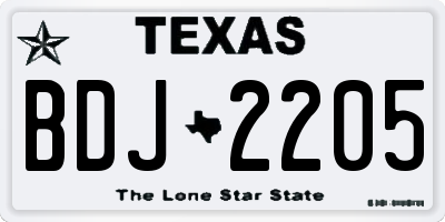 TX license plate BDJ2205