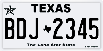 TX license plate BDJ2345
