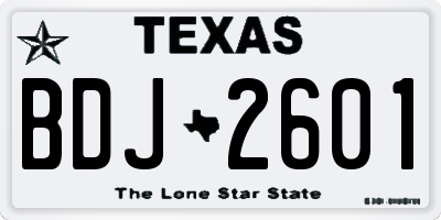 TX license plate BDJ2601