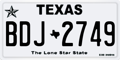 TX license plate BDJ2749