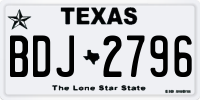 TX license plate BDJ2796