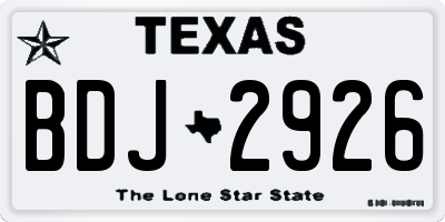 TX license plate BDJ2926