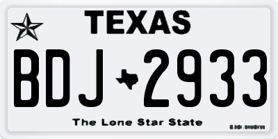 TX license plate BDJ2933