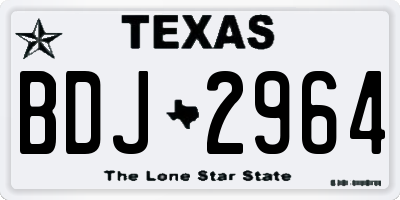 TX license plate BDJ2964