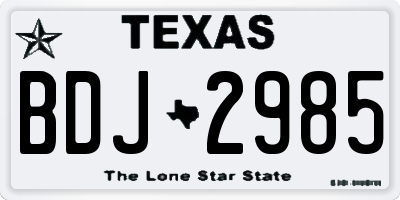 TX license plate BDJ2985