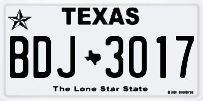 TX license plate BDJ3017