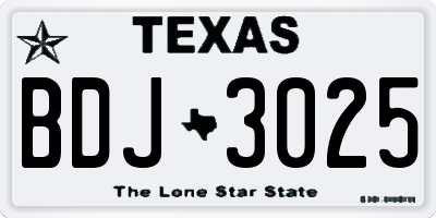 TX license plate BDJ3025