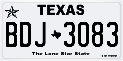 TX license plate BDJ3083