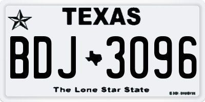 TX license plate BDJ3096