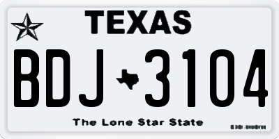 TX license plate BDJ3104