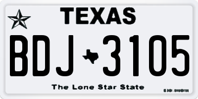 TX license plate BDJ3105