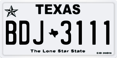 TX license plate BDJ3111