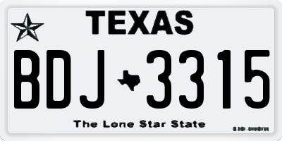 TX license plate BDJ3315