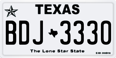 TX license plate BDJ3330