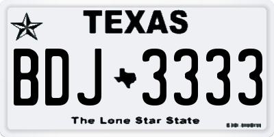 TX license plate BDJ3333