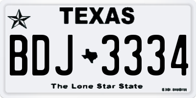 TX license plate BDJ3334
