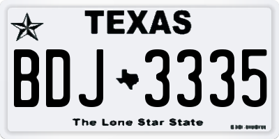 TX license plate BDJ3335
