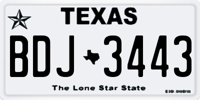 TX license plate BDJ3443