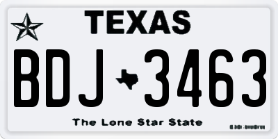 TX license plate BDJ3463
