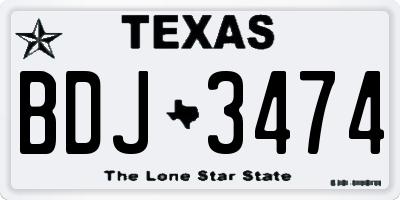 TX license plate BDJ3474