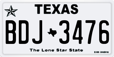 TX license plate BDJ3476