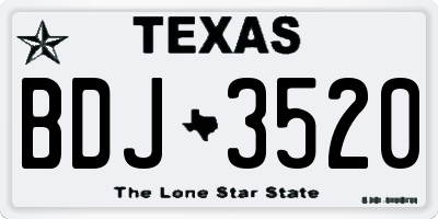 TX license plate BDJ3520