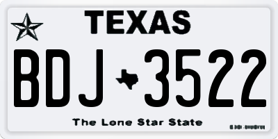 TX license plate BDJ3522