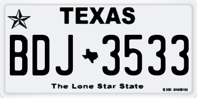 TX license plate BDJ3533