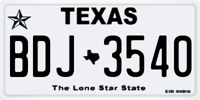 TX license plate BDJ3540
