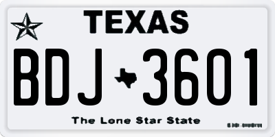 TX license plate BDJ3601