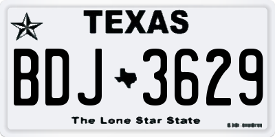 TX license plate BDJ3629