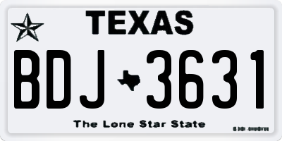 TX license plate BDJ3631
