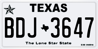 TX license plate BDJ3647