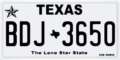 TX license plate BDJ3650