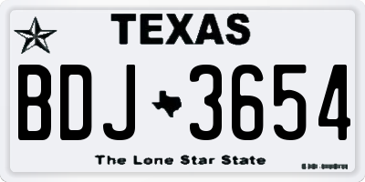 TX license plate BDJ3654
