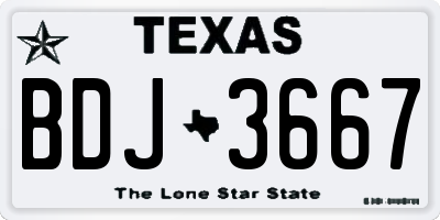 TX license plate BDJ3667
