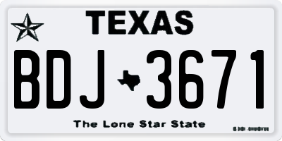 TX license plate BDJ3671