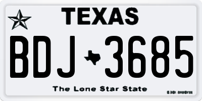 TX license plate BDJ3685