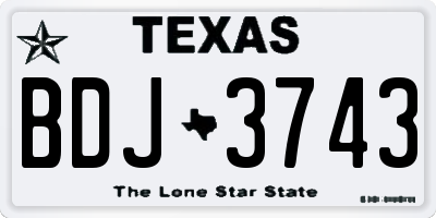 TX license plate BDJ3743